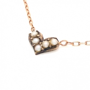 Nojes NOJESS Necklace -K10PG × K5 × Fake Pearl Pink Gold × White Heart Accessories (neck)