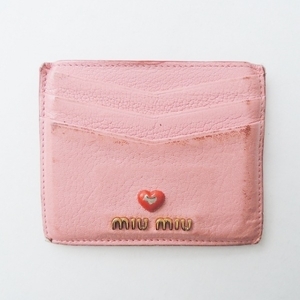 Miu Miu MIUMIU Card Case 5MC002 -Leather pink wallet