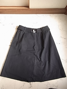 MICHEL KLEIN Michel Cran Skirt Black Black Belt Flare type Knee Length Lined Lining size 38