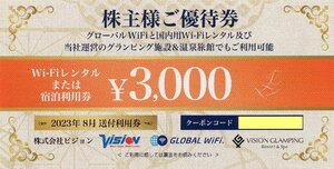 [5]. Vision shareholder preferential treatment 3000 yen discount ticket Gramping facility (Lake Yamanaka) &amp; hot spring inn/Global WiFi Rental 2024/8/31 Defense e -mail notification Shipping fee required