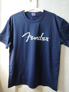 ♪ Fender quick-drying T-shirt Fender T-Shirt Sparrogo SPAGHETTI LOGO Strat Telecaster Navy