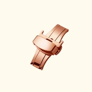 [Rose Gold] 10mm D Buckle Stainless Stock Watch Buckle Watch Band Replacement Push Type Press Clock Watch For Leather Belt Replacement
