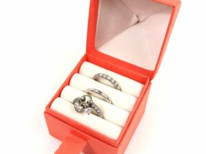 Folifori Follie Follie Heart Rhinestone 3 Ring Ring Ring Size 11 Silver 925/750 Gold x Silver YAS-6041