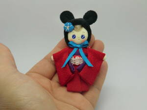 Small Kimono Doll Miniature Doll Blythe's Friend Rika -chan's Friend's Friends Black Red Kimono