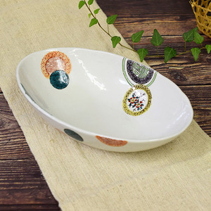 [Prompt decision] Free shipping! Kutani Yakimori Pot Color Picture Maru Crest Pottery Japanese Tableware Pot Traditional Crafts Beauty Beauty Beauty