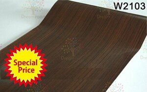 Wood -grained tea W2103 Wallpaper seal Antique Wooden Remake Cover plate Wall Sticker Waterproof 45cm x 10m