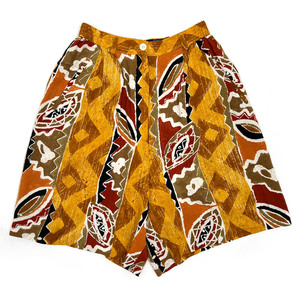 TRUSSARDI Torasaldi Total Pattern Linen Mixed Half Pants Culotto Skirt Short Pants Shorts 42 / Made in Japan / Vintage