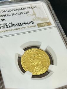 [1 yen start] 1700 German Nuremberg Lambda Cut Gold Coin NGC AU58 Elizabeth Una and Lion Coin