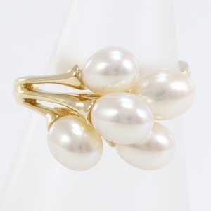 Tazaki Pearl K18YG Ring Ring 9.5 Pearl Pearl Approximately 5-6mm Total Weighs 3.7g used beautiful goods Free shipping ☆ 0315