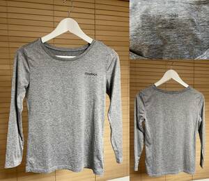 [Only 1 Cheap Domestic Genuine] REEBOK Lee Bock Logo Crew Neck Stretch Long Sleeve T -shirt Shirt Size M Gray system USED