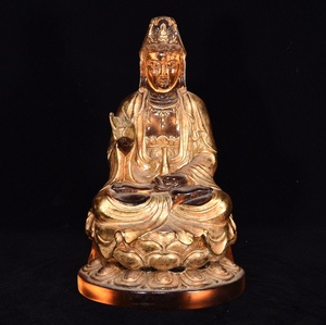 Former Warehouse Qing / Qianlong Year Made / Ruri Painted Gold / Guanyin Skillful Heavenly Work Rare Rare Rare Goods L0317