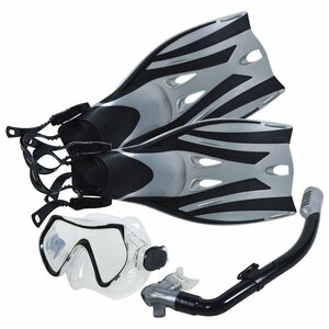 Snorkel set for children S/M size 18cm-20.5cm Snorkelfin snorkeling set underwater goggle fin black black