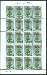National Treasure Series 2nd Gold Kame Kame -Tower Memorial Stamp 60 yen ¥ 20 x 20 sheets