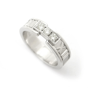 [Midoriyakuya] Tiffany Atlas diamond ring 3P diamond K18WG [Used]