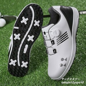 New special sale Golf shoes dial type limited sale 4E Wide fit shoes Lightweight sports shoes Waterproofing and elasticity white/ash 28.5cm
