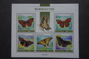 Foreign stamps: Guinea-Bissau stamp "Butterfly" 5 types m/s unused