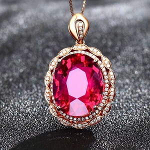 New 1 yen ~ ★ Free shipping ★ Kogama Ruby's Large Grain Oval Diamond K18GF Gold Necklace Birthday Present Travel Rest Blossom Hanning New Year Gift Domestic Shipping