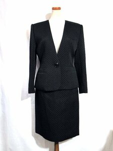 ◆ Super Beauty ◆ CHRISTIAN DIOR Dior*Quilting*Setup*Skirt Suit*Jacket/Skirt*Up and lower* # 11*Black*Tag/replacement button