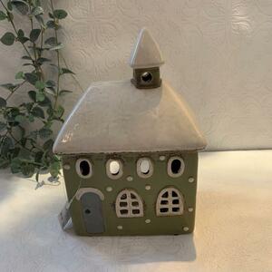 Candle House Moss Green &amp; White