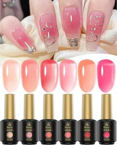 Color Nail Gel Pink Gel 6 Colors 8ml Clear Pink Cherry Blossom Color .....
