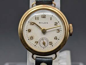 [Used product] MILEX (Mirex) 18K engraved Small second SWISS 17 stone hand-rolled wristwatch (K-0563)