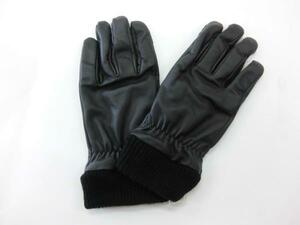 [Nekopos Free Shipping] ★ New ★ Smartphone compatible touch panel compatible gloves with lean leather tag gloves M size cold protection leather gloves Black Winter Winter