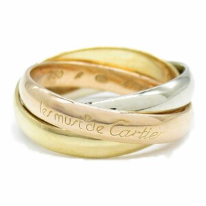 Cartier Trinity Ring Brand Off Cartier K18 (Yellow Gold) Ring / Ring 750 Three Gold Used Ladies