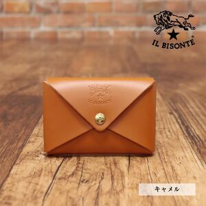 IL BISONTE/Business Card Card Case SCC031 Leather coin purse coin case Italian men and women made Ilbizonte New/Camel/IB236/