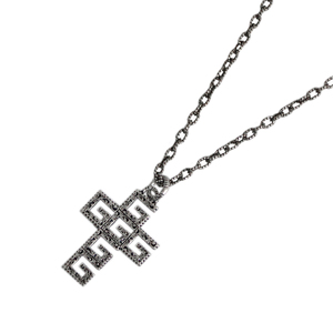 Gucci Accessories GUCCI Arabesque Pattern Square G Cross Serling Silver Necklace
