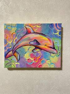 Shinaku ★ Original painting original art canvas animal art art work dolphin with certificate