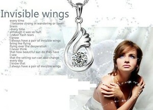 【Restock! ! Free shipping for a limited time! ! Only 1 yen starts now! ! Limited production] engraved/Angel's wing brilliant pendant necklace 01
