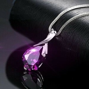 [Free shipping for a limited time! ! Only 1 yen starts now! ! Limited production] engraved/super large amethyst CZ large drop pendant C * b
