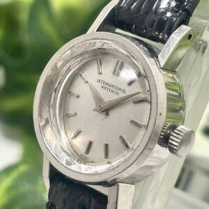 IWC ★ Platinum case Rare Cut Glass Winding Good adjusted Silver Dial Clock Beauty Watch