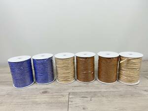 [No.2010] Paper string rope summary Sale 6 volumes Wrapping craft Paper Lafia Color Ribbon Beige Brown Purple Brown Purple