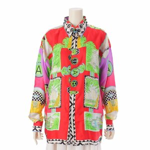 [Versace] VERSACE MIAMI Miami Silk Long Sleeve Dress Shirt Multicolor 46 Unused [Used] [Genuine Guarantee] 199783