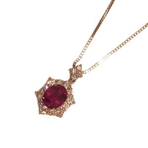Ruby necklace red PT900 × K18WG accessories used
