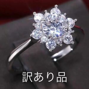 There is a cloudiness in translation New No. 12 AAA CZ Diamon Flower Ring White Gold 18kgp Diamond Ring Flower Silver Silver Free Shipping