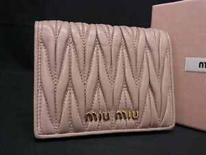 1 yen ■ Beautiful goods ■ MIUMIU Miu Miu Materasse Leather Bi -fold Wallet Wallet Wallet Purette Ladies Pink Bag AX4360