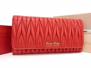 1 yen ■ Beautiful goods ■ MIUMIU Miu Miu 5m1109 Materasse Leather card case Bi -fold wallet Wallet Ladies red type FC0860