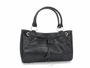 1 yen ■ Extreme item ■ Castelbajac Castelba Jack Crocodile Press Leather Tote Bag Handbag Men's Black type CD1747
