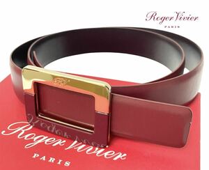 Loger Vivier Logevier Leather Belt Reversible Square Buckle Burgundy Black Italian genuine product