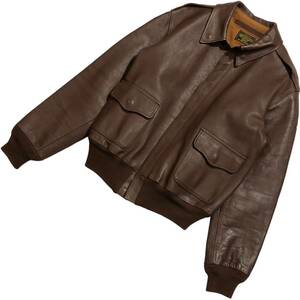 ■ REAL McCoy McCoy ■ Fine leather horse leather hood hooded leather US Army ISOLA Military A-2 A2 Flight Jacket Brown 38