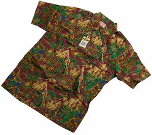 Price with unwrapped tags 12,000 ■ REAL MCCOY Real McCoy ■ Cowboy Total pattern Print Short Sleeve Aloha shirt Bordeaux M.