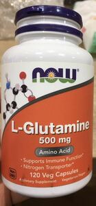 Now Foods L-Glutamine supplement 500mg 120 tablets now Foods L-Glutamine Veggi Capsule Remaining half