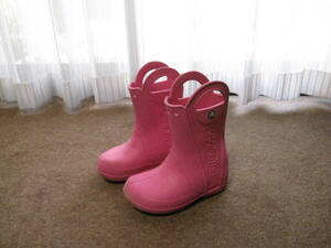 Kids 18.5cm CROCS Crocs boots Pink size C12/18.5cm USED Beautiful Rainbear Rain Boots