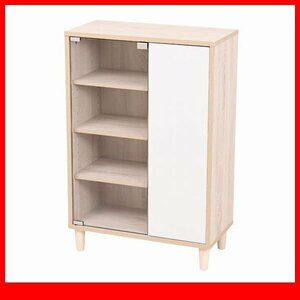 Cabinet ★ New/Adatto Glass &amp; door/Book shelf cupboard display lack multipurpose storage shelves/Natural x White/A5