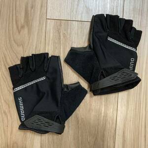 Free Shipping ★ Beautiful goods Shimano XL Men's gloves Half finger glove classic SHIMANO Cushion paddy multi -fabric composition N87 black
