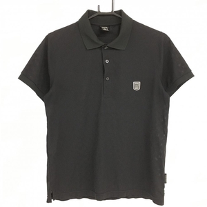 Edwin Golf Short Sleeve Polo Shirt Black Block Check Pattern Fabric Collar Partial Omen M Golf Wear Edwin Golf