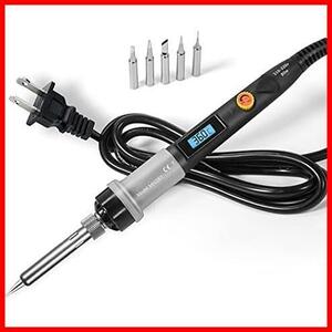 ★ ★ Black Soldering Iron Set 80W Temperature Adjustable LED Digital (200°C-450°C) with On/Off Switch Precision Soldering Iron with 5 Tips