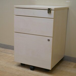 Plus PLUS 3 -stage Wagon Natural Ivory 3 -stage Wagon Sleeve Destress drawer drawer side cabinet Inside wagon KK10445 used office furniture